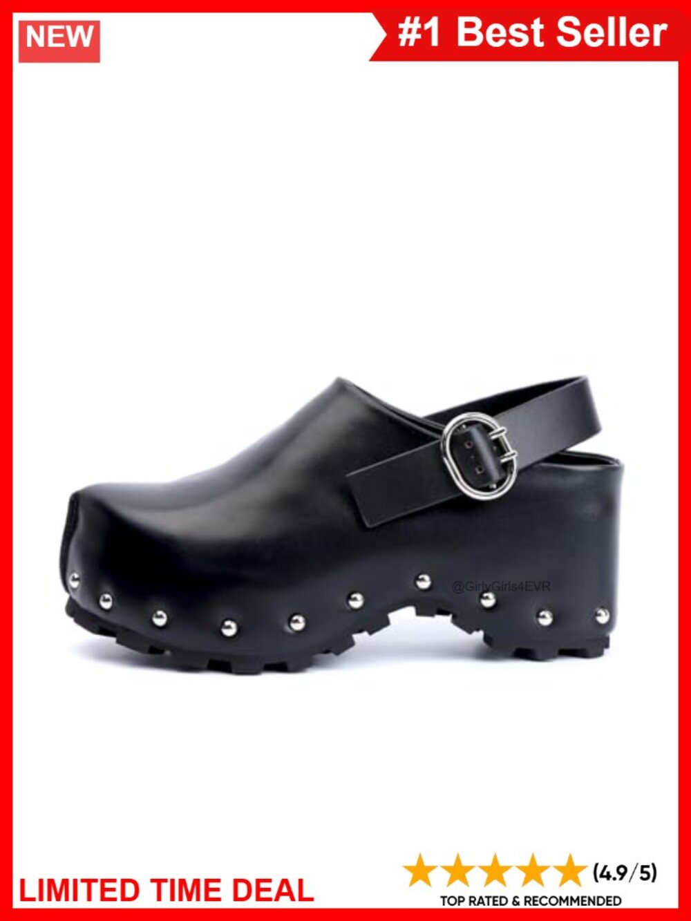 Italian Leather Platform Clogs Wool Lined Fur Mules Buckle Ankle Strap
